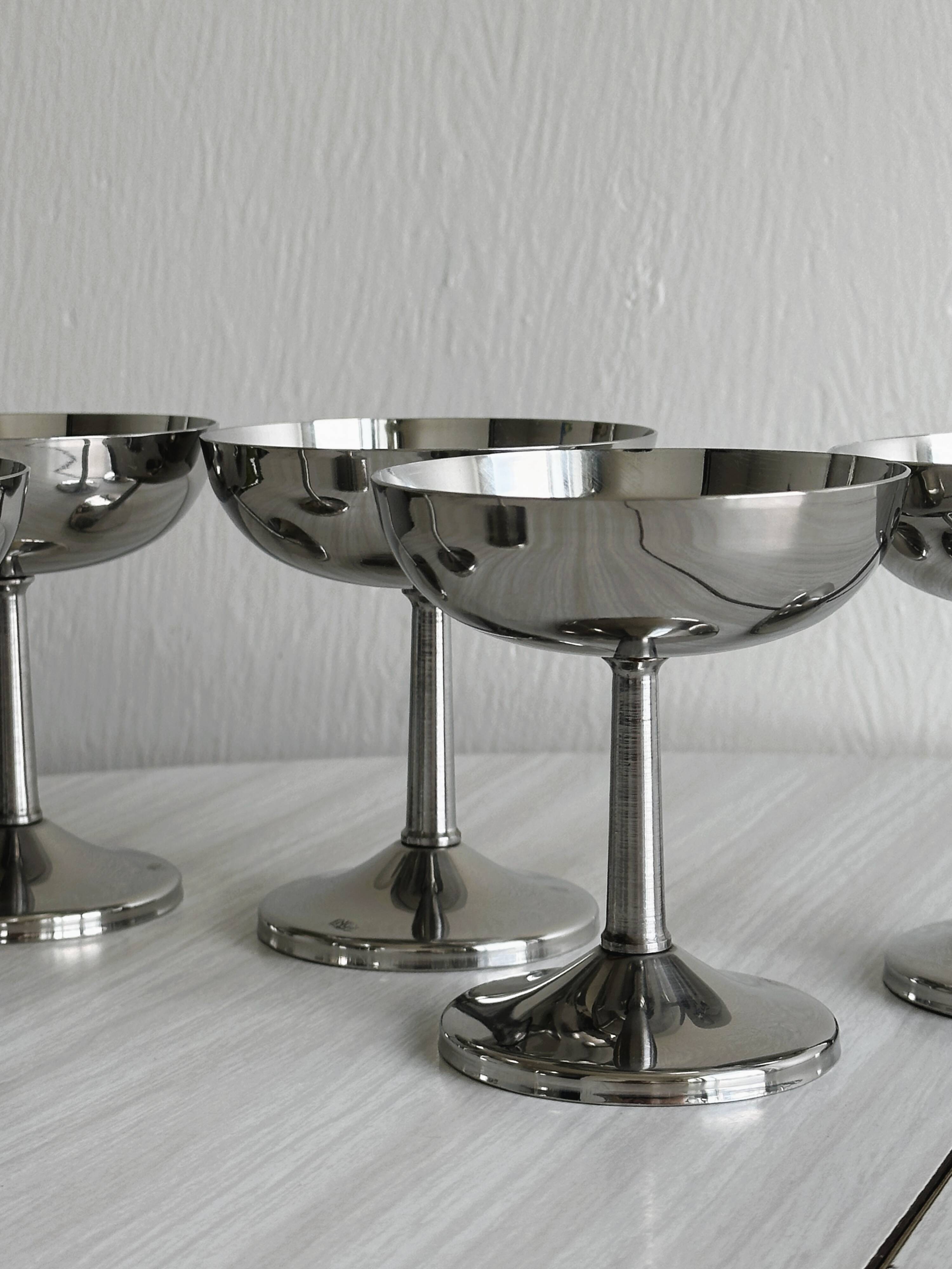 6 stainless steel footed bowls, Letang Remy style