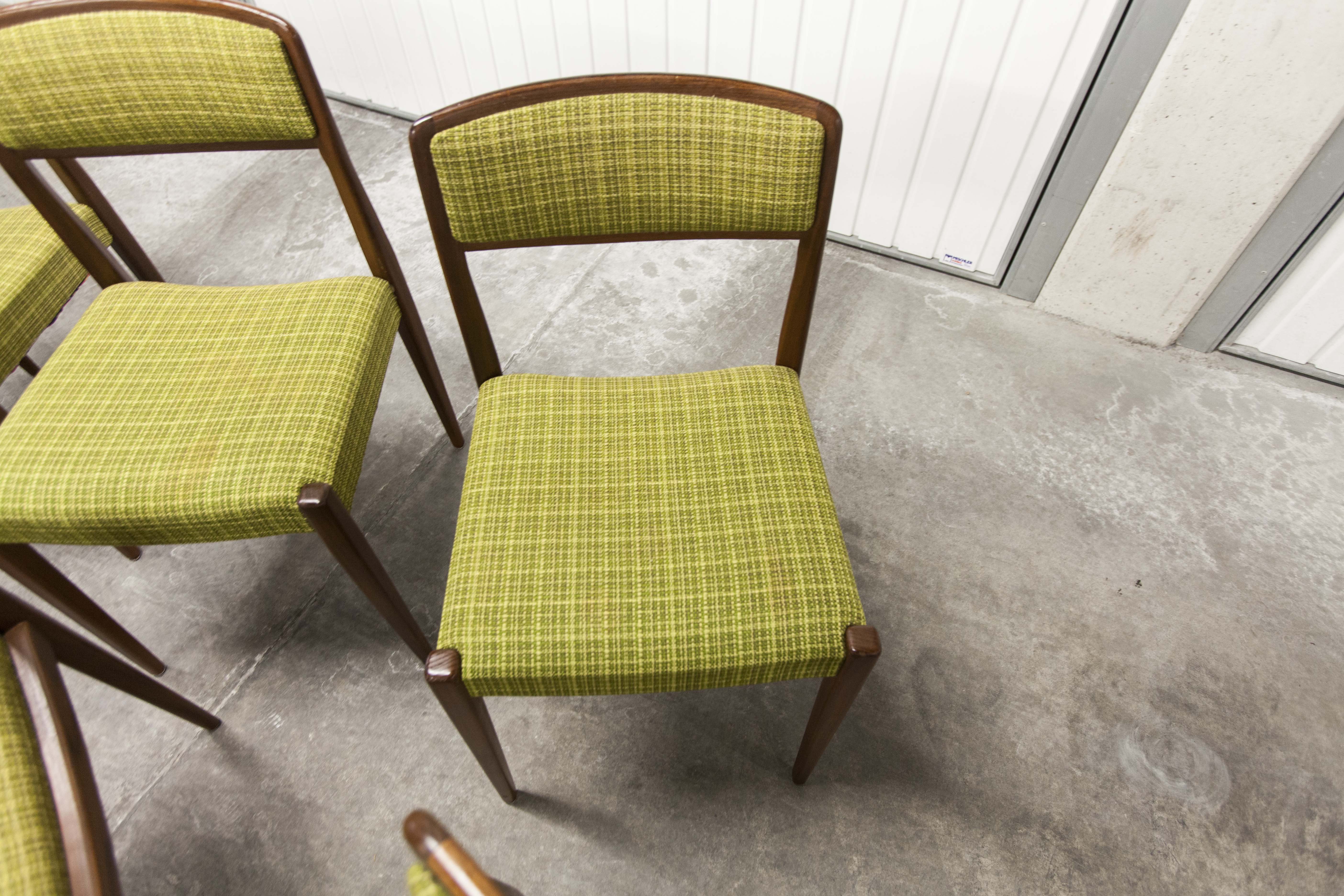 Lot of 6 teak and fabric chairs