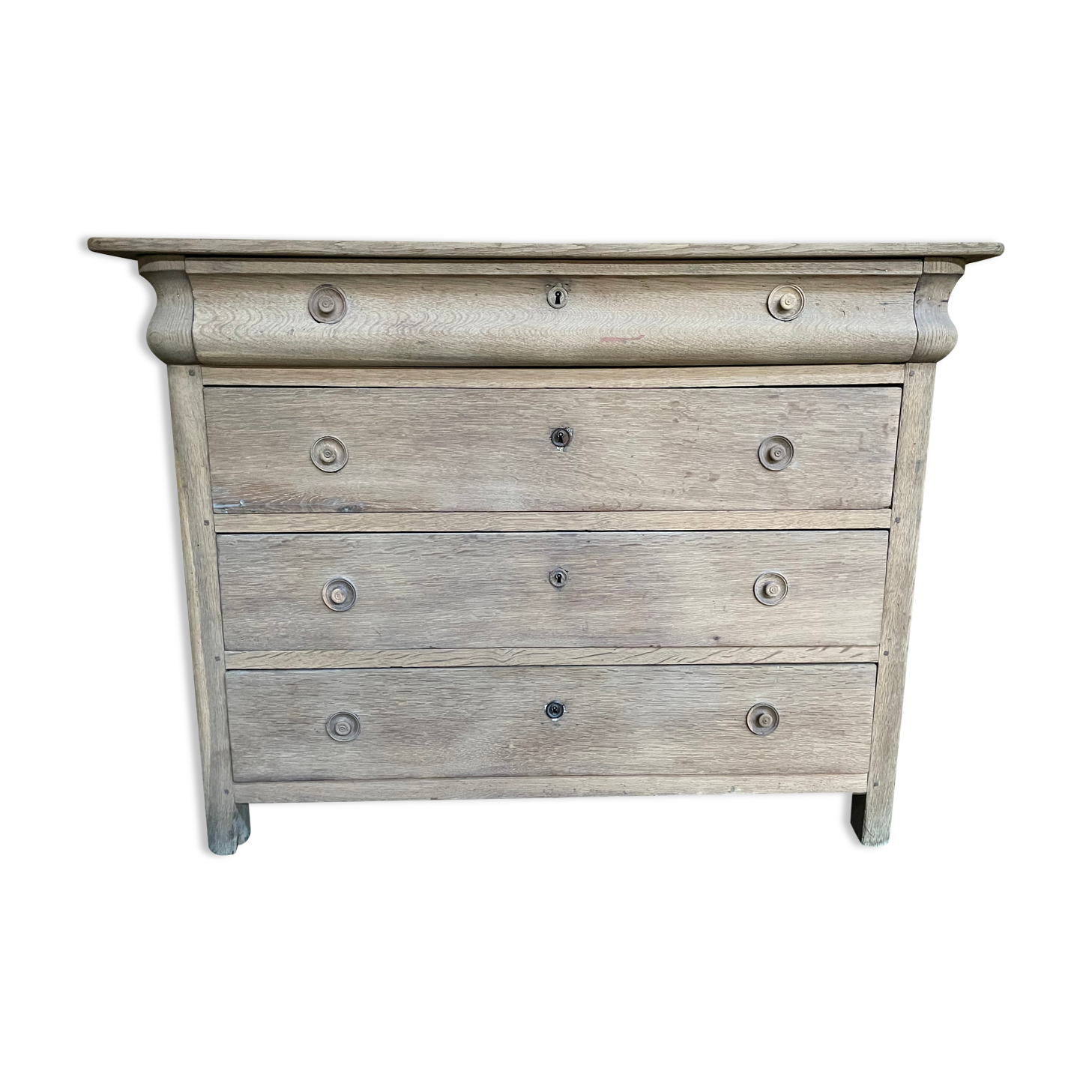 Chest of drawers in solid oak Louis Philippe aero erased 19th