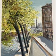 Lithograph signed by Michel Henry - The Île Saint Louis and Notre Dame