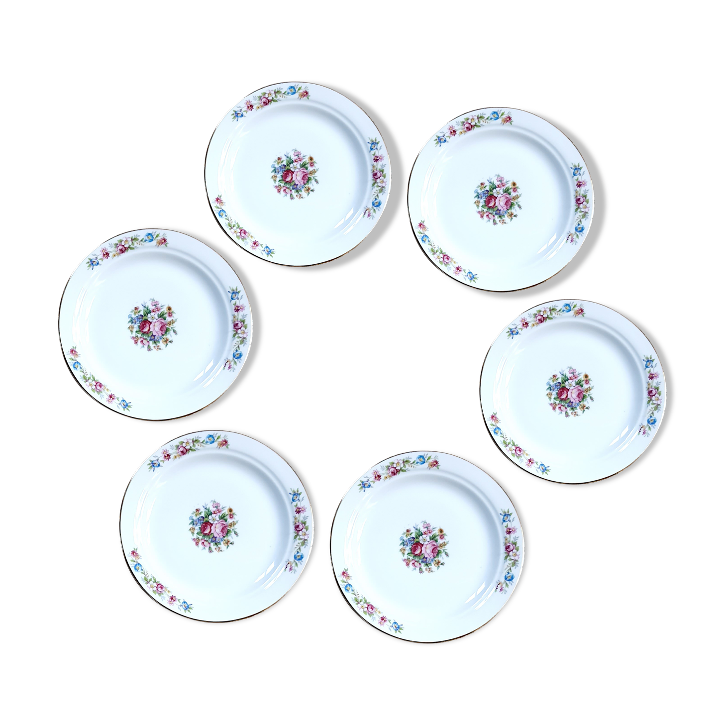 Lot of 6 vintage dessert plates