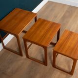 Retro teak 1960s set of 3 nesting coffee tables