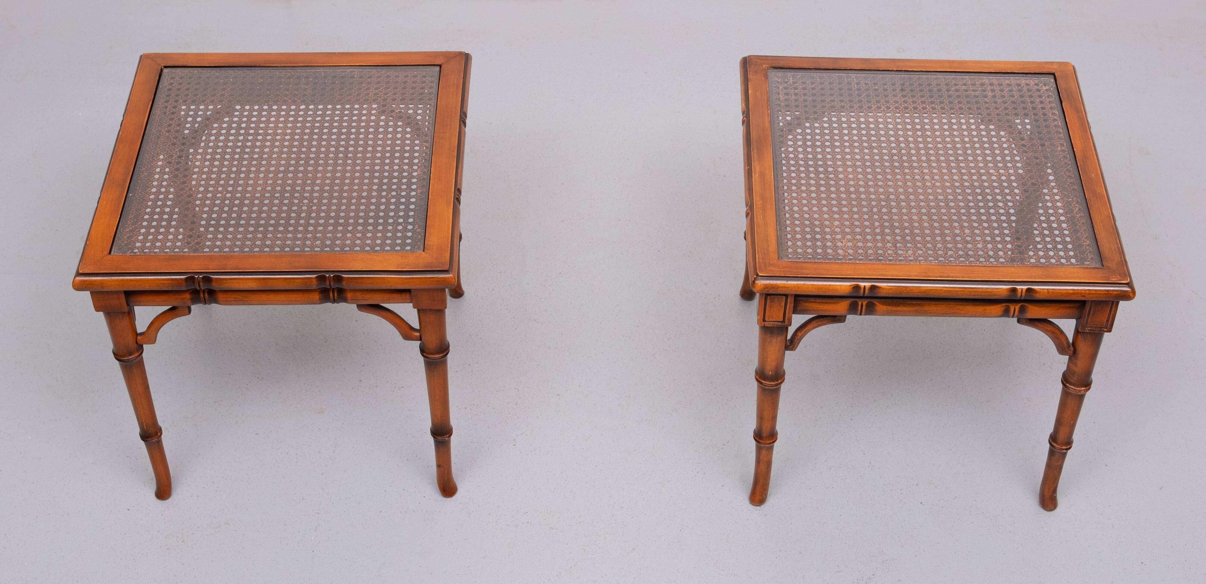 Faux Bamboo Cherry Wood sofa tables 1970s England