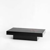 Vintage coffee table. Black lacquered wood with design by H D. France, 1980s