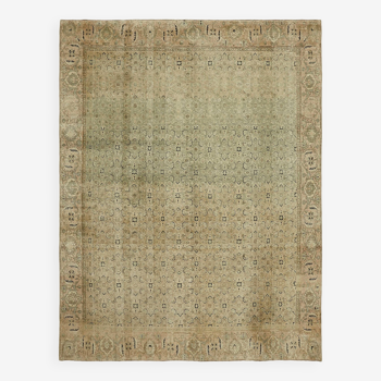Hand-Knotted Anatolian Vintage 1970s 287 cm x 367 cm Beige Wool Carpet
