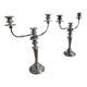 Pair of convertible three-light candelabra in silver-plated metal.