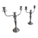 Pair of convertible three-light candelabra in silver-plated metal.