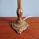 Table lamp in gilded bronze with opalescent glass shade, early 20th century.