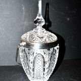 Sugar bowl candy dish in molded crystal and vintage chrome handle Ice bucket H23