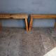 Paire 2 bancs / tabourets bois massif patiné