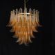 Vintage Murano chandelier, Murrina style, with amber glass petals.