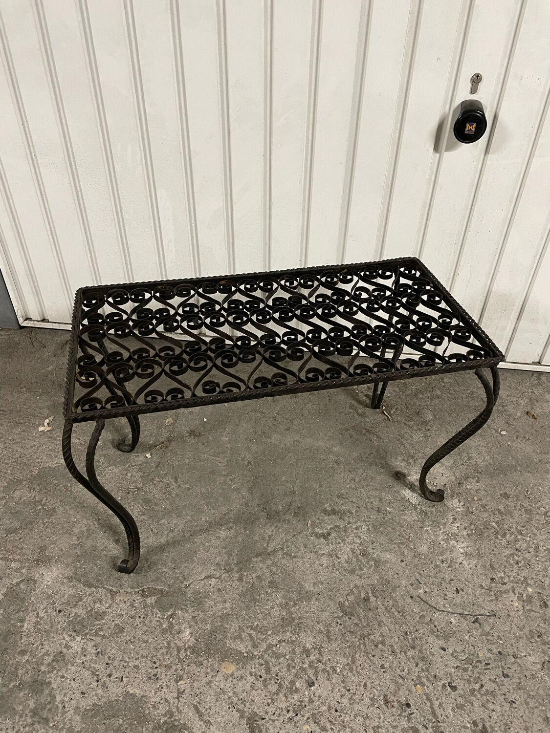 Black wrought iron coffee table