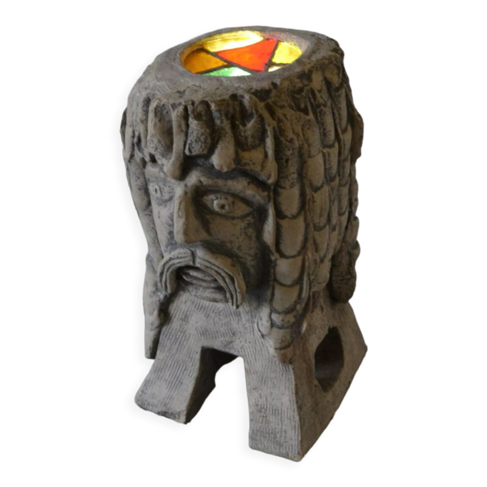 Lamp sculpture gallish head signed Mazoyer 1977