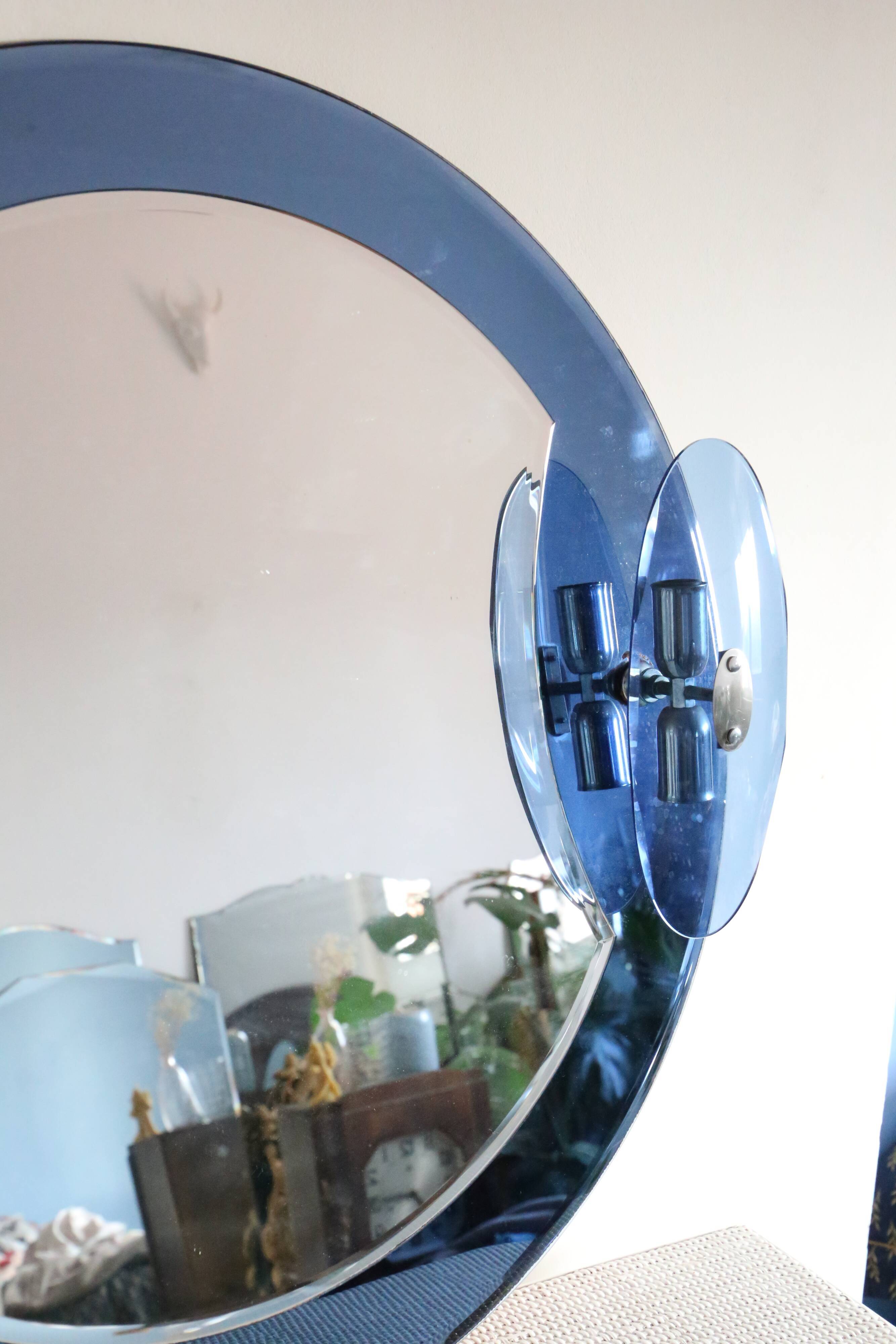 Cobalt blue mirror, Italian design, circa 1970