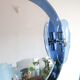 Miroir bleu cobalt, design italien, circa 1970