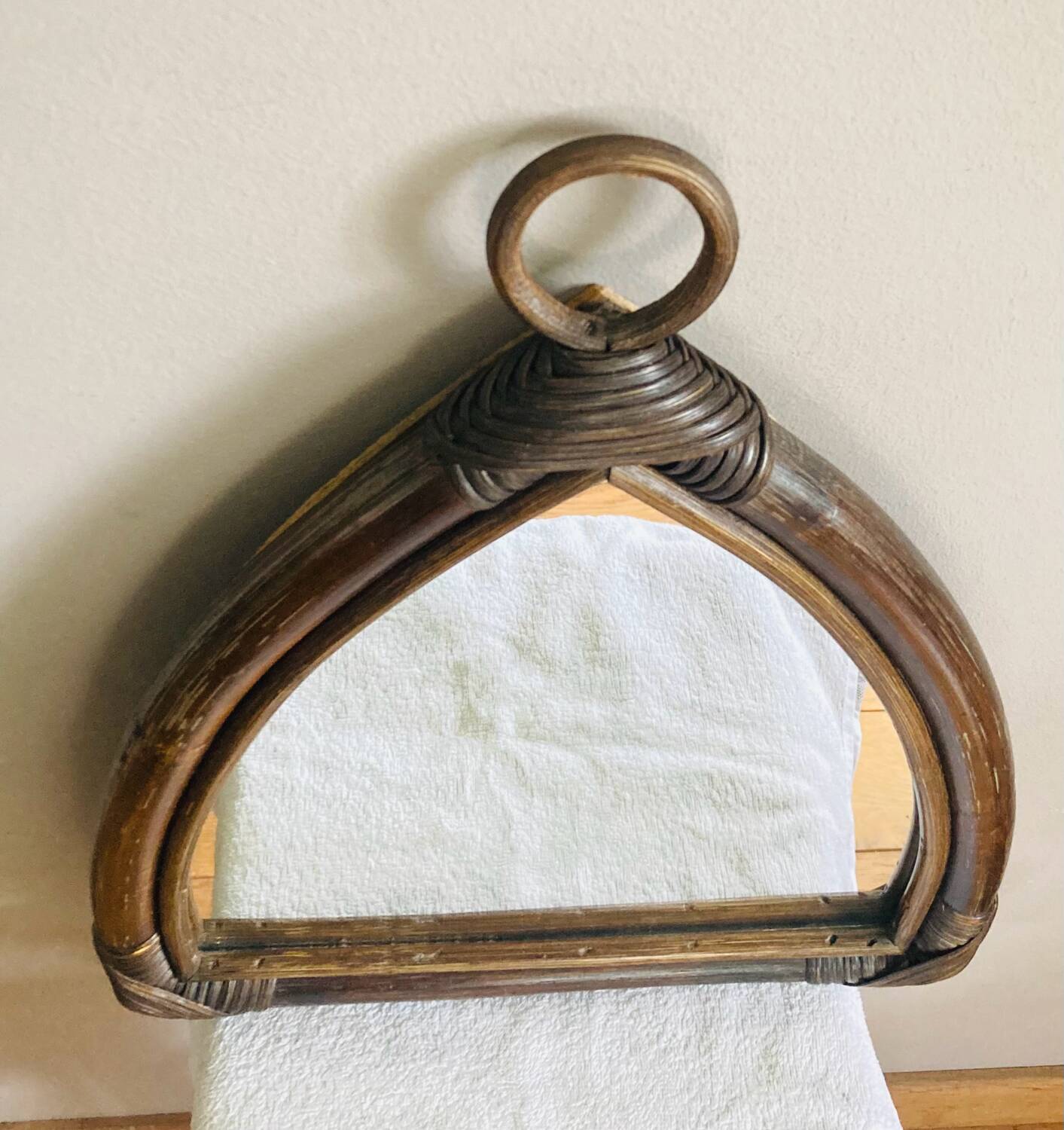 Miroir  Vintage en Bambou Rotin années 1970