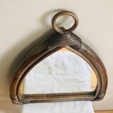 Miroir  Vintage en Bambou Rotin années 1970