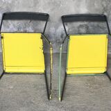 Pair of stackable metal chairs with sled feet - 1960