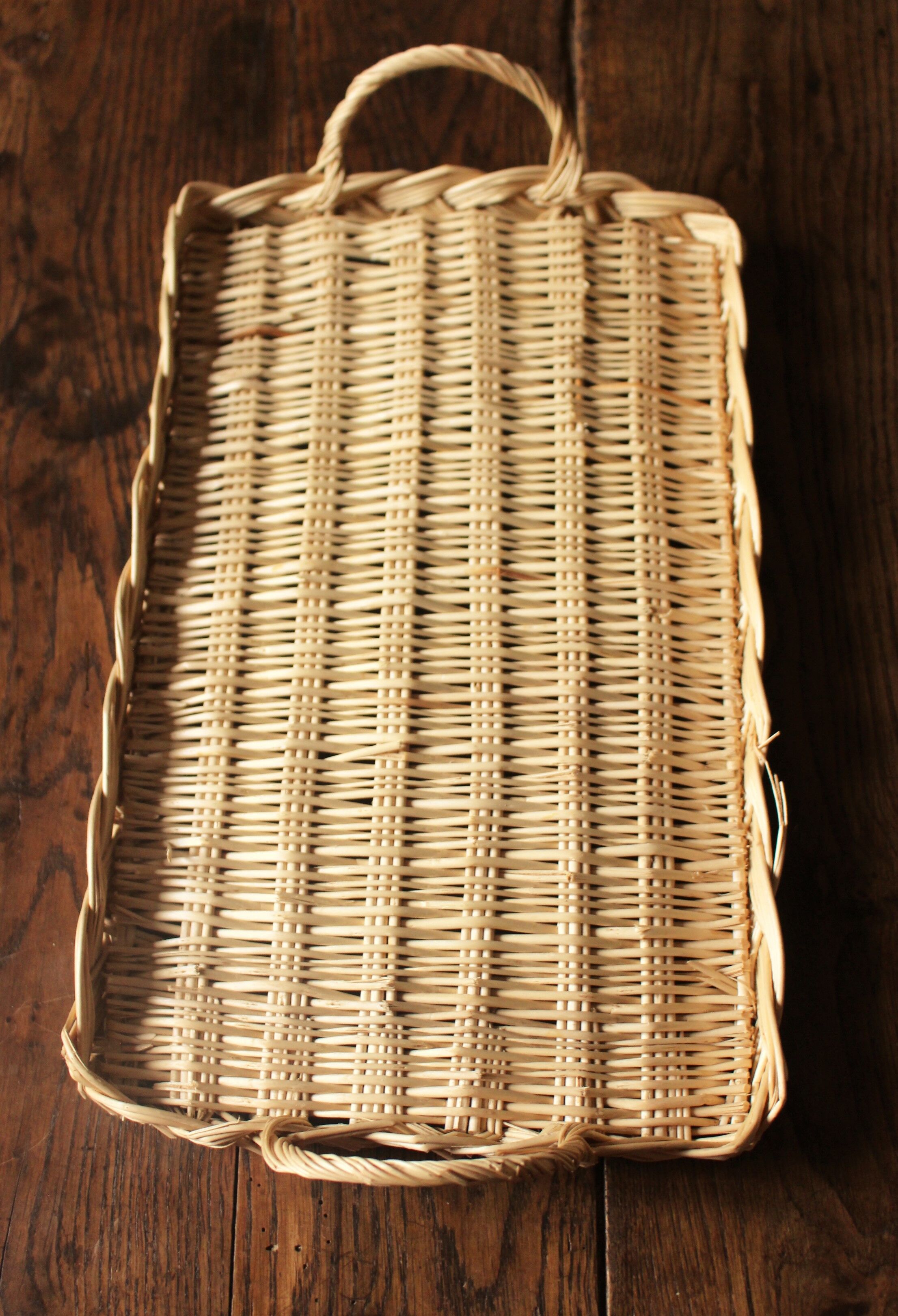Rectnngle wicker tray vintage basketry