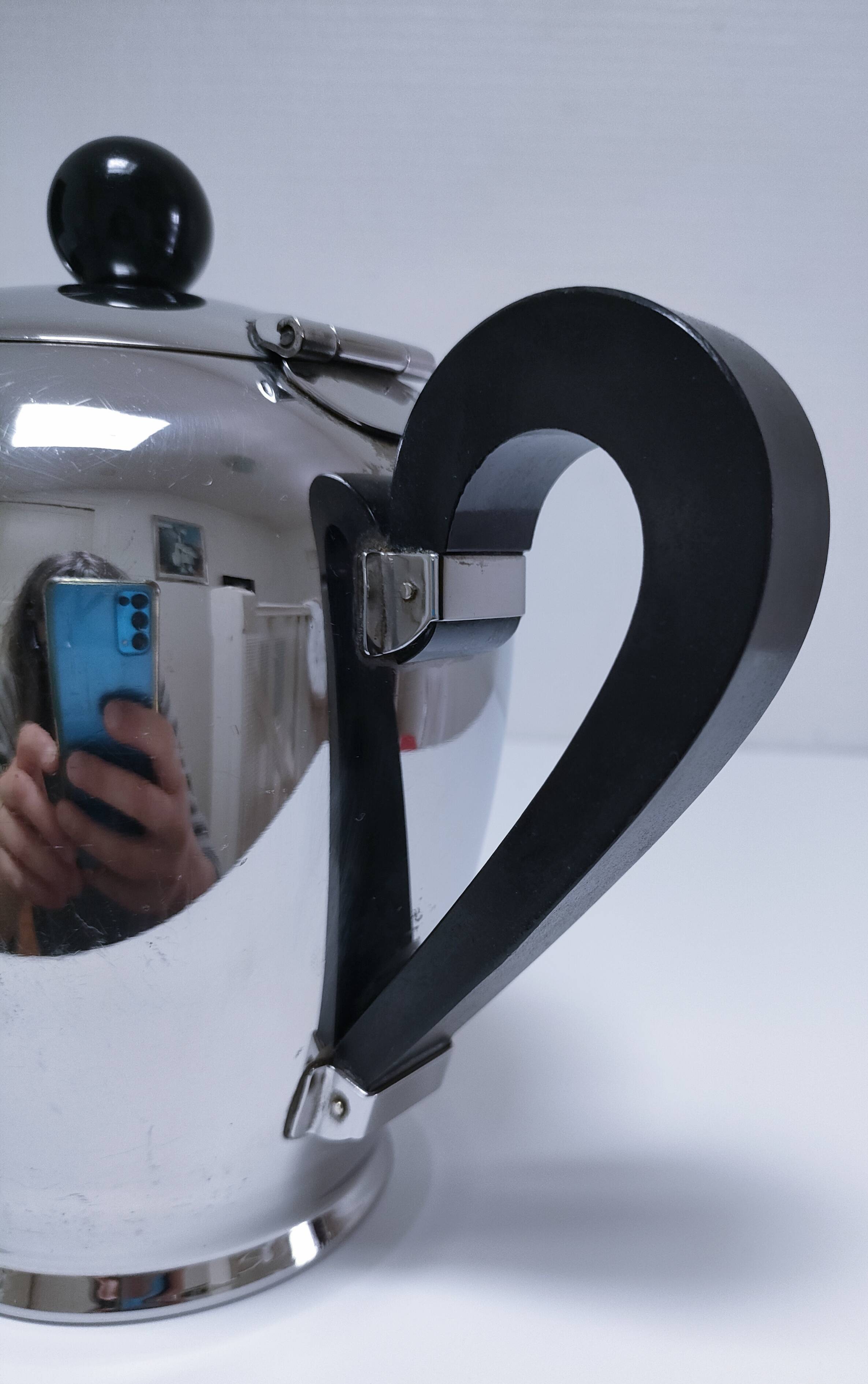 Cafetière théière "Bombé" Carlo Alessi inox vintage
