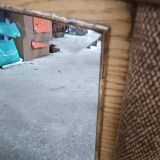 Vintage bamboo and cane wall mirror, beveled glass