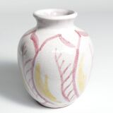 Scandinavian Modern Ceramic Vase with Red & Yellow Leaves, Alingsås Keramik 1947