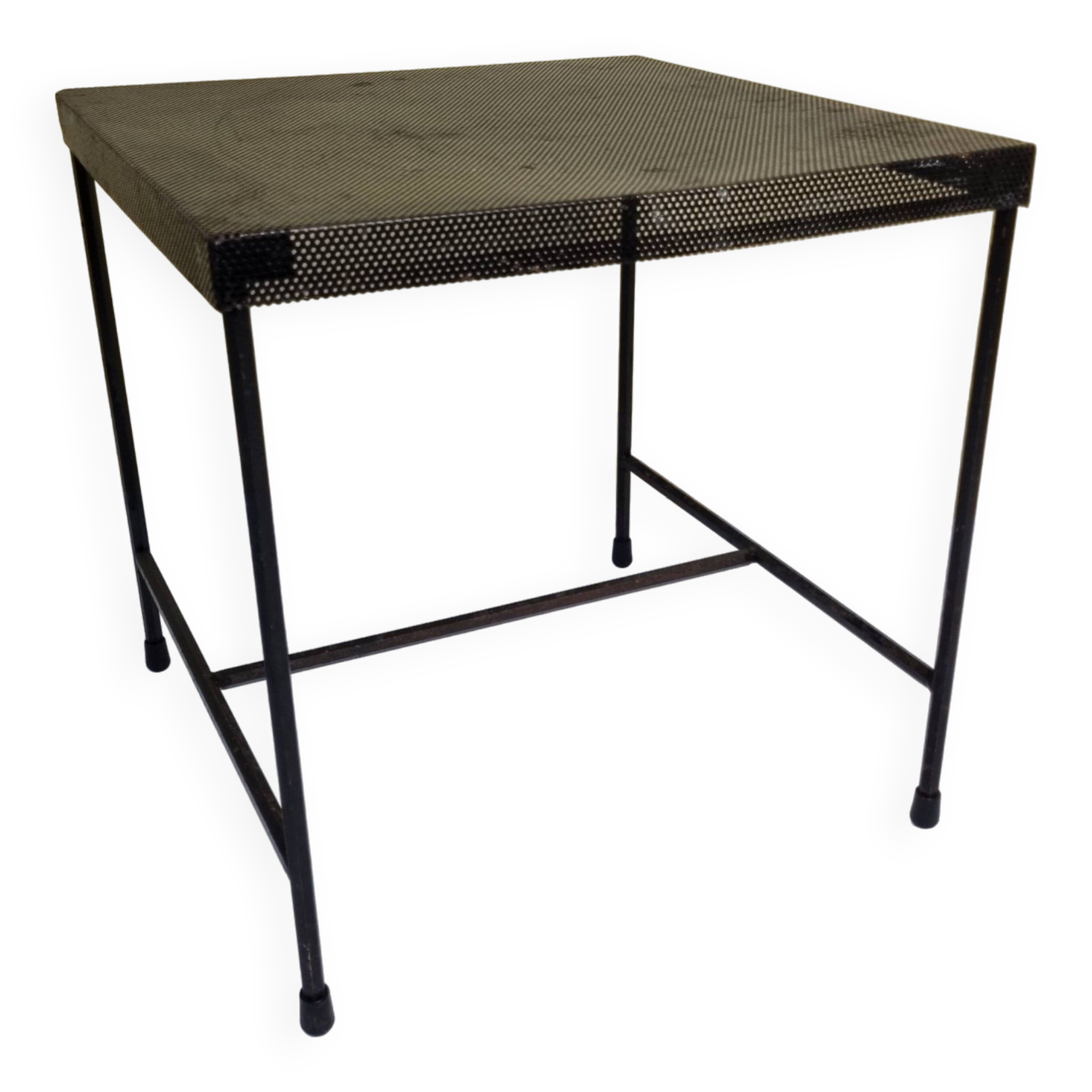 Vintage perforated metal side table, 42 cm