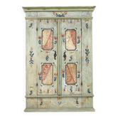 Rustic Weathered Farmhouse Folk Art Painted Bridal Cabinet from 1794