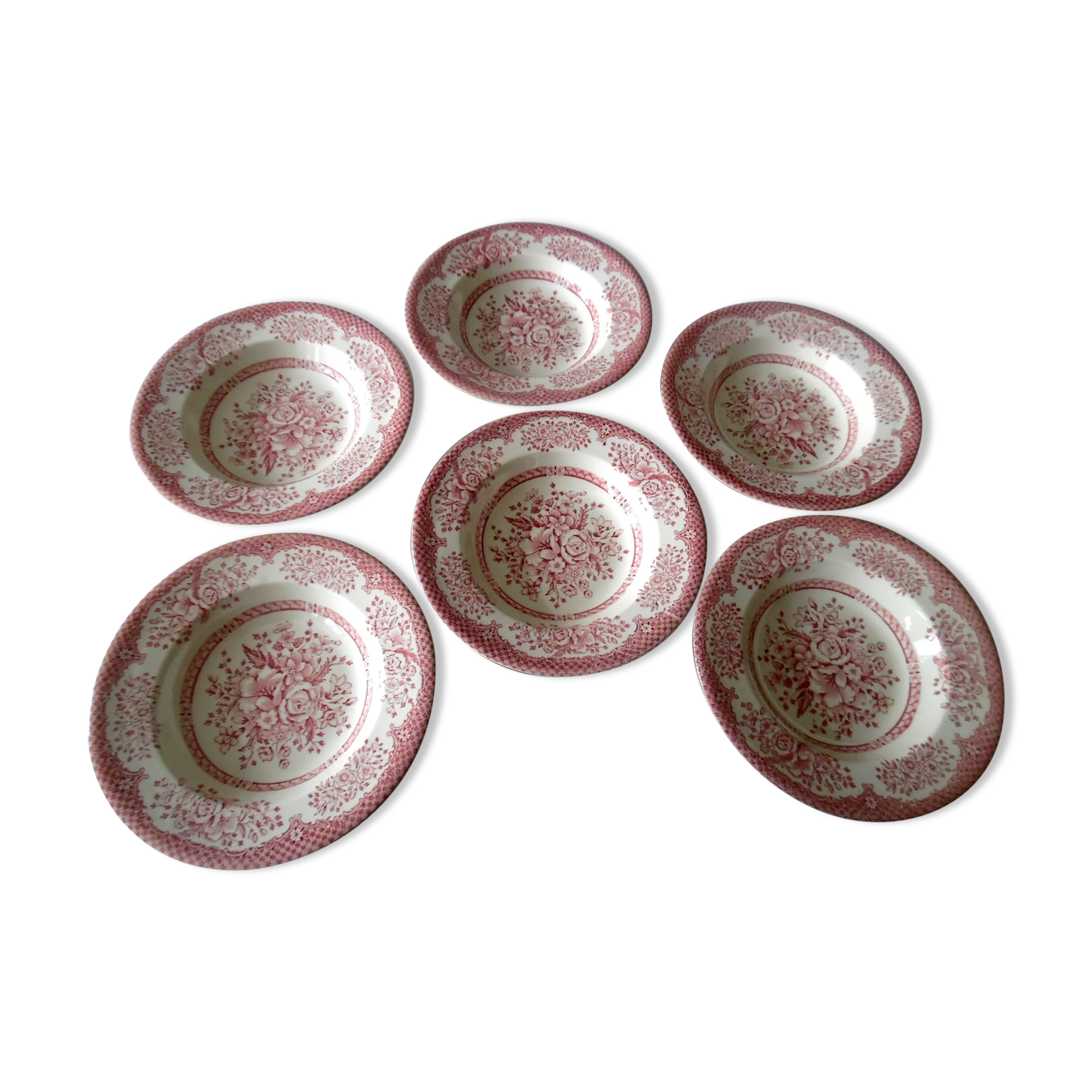 Set of 6 English soup plates