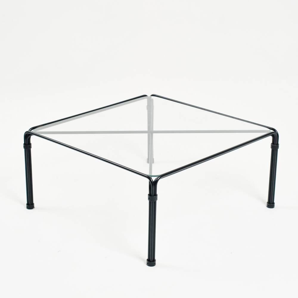 Black modernist design lounge set by Jan van Opzeeland in leather and steel bar, Netherlands, 1980s