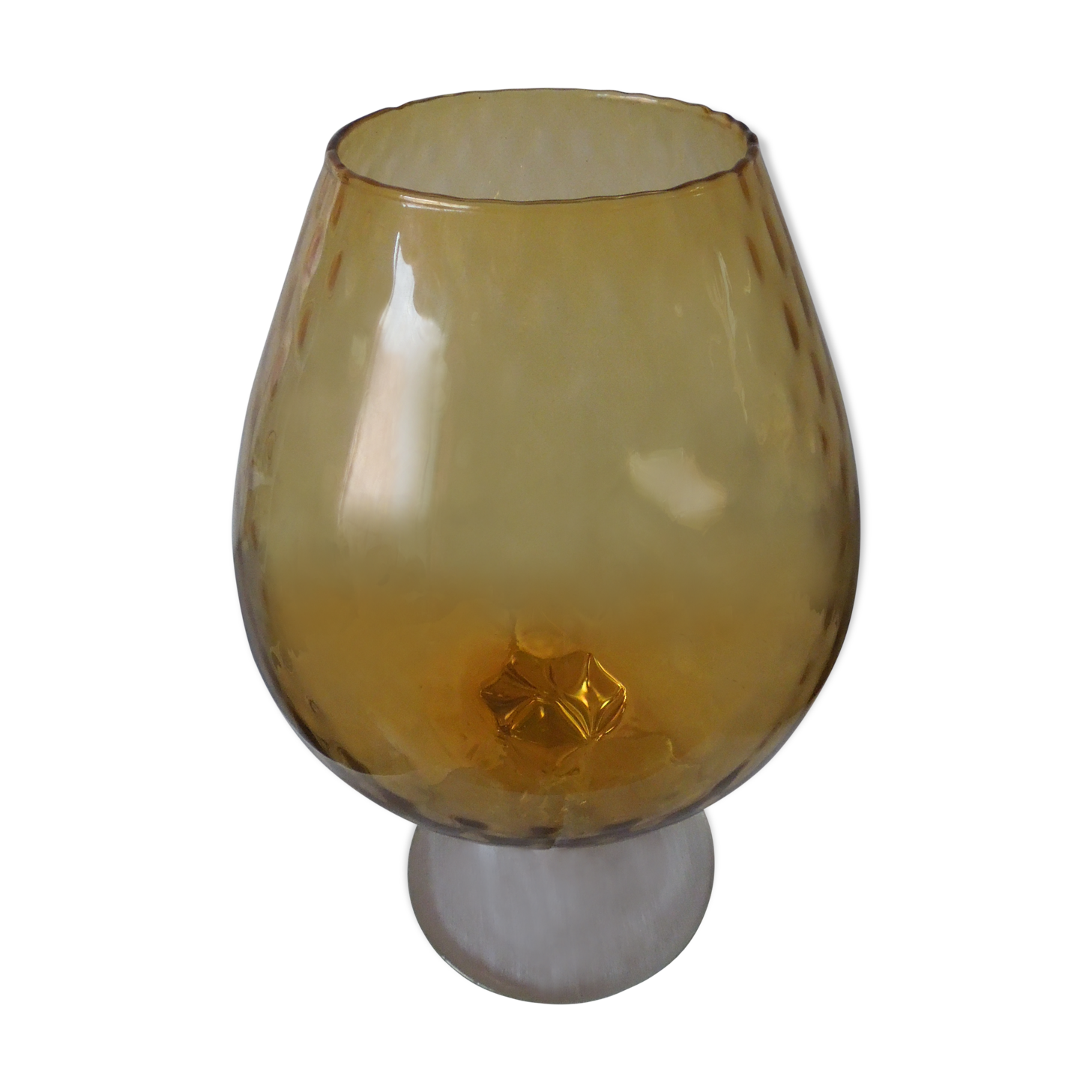 Glass ball foot vintage ochre