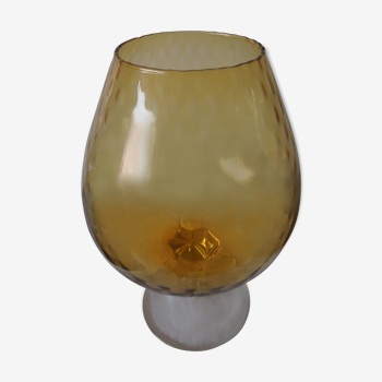 Verre boule à pied vintage ocre