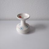 White and blue ceramic vase with italian relief