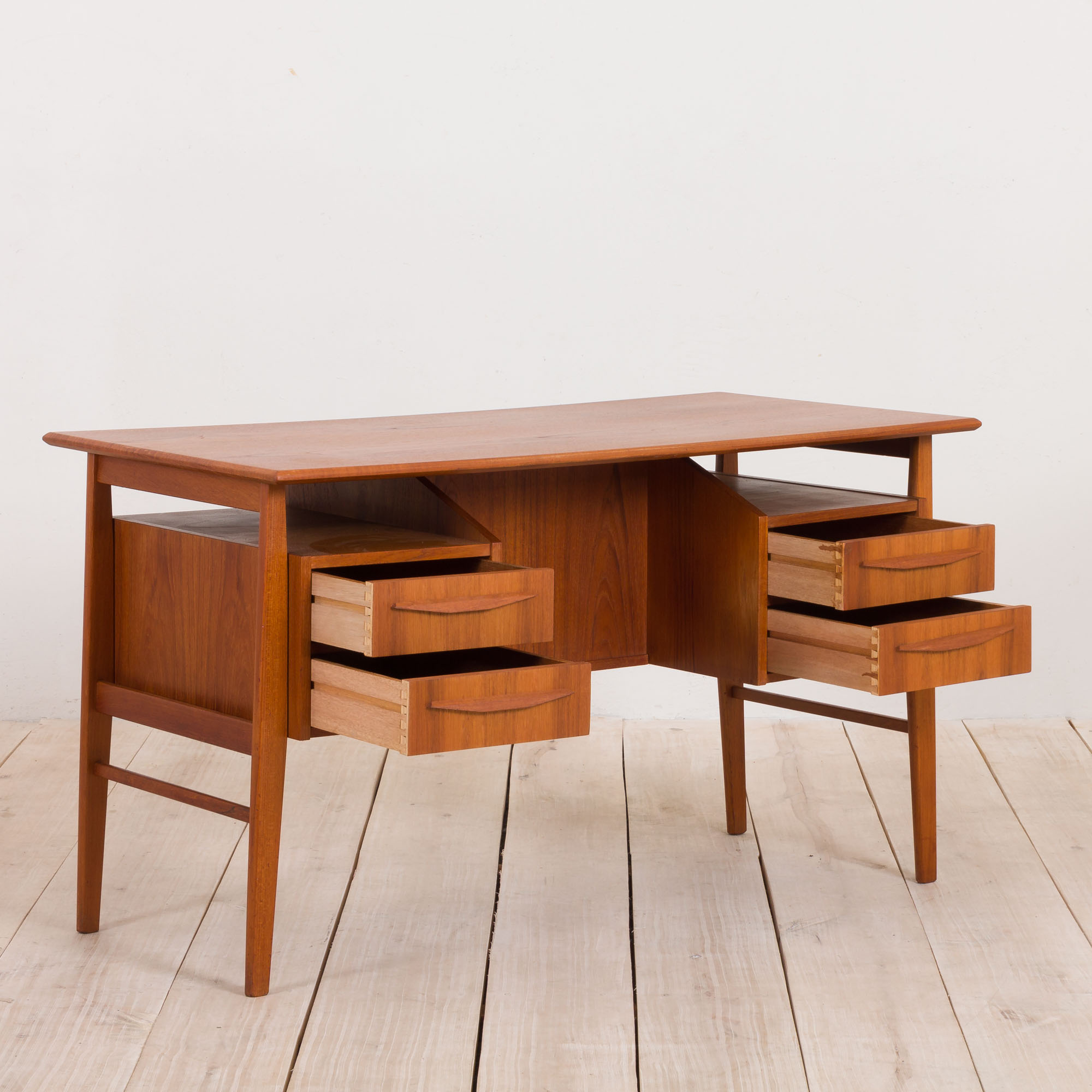 Gunnar Nielsen for Tibergaard teak desk with bar cabinet Denmark 1960s