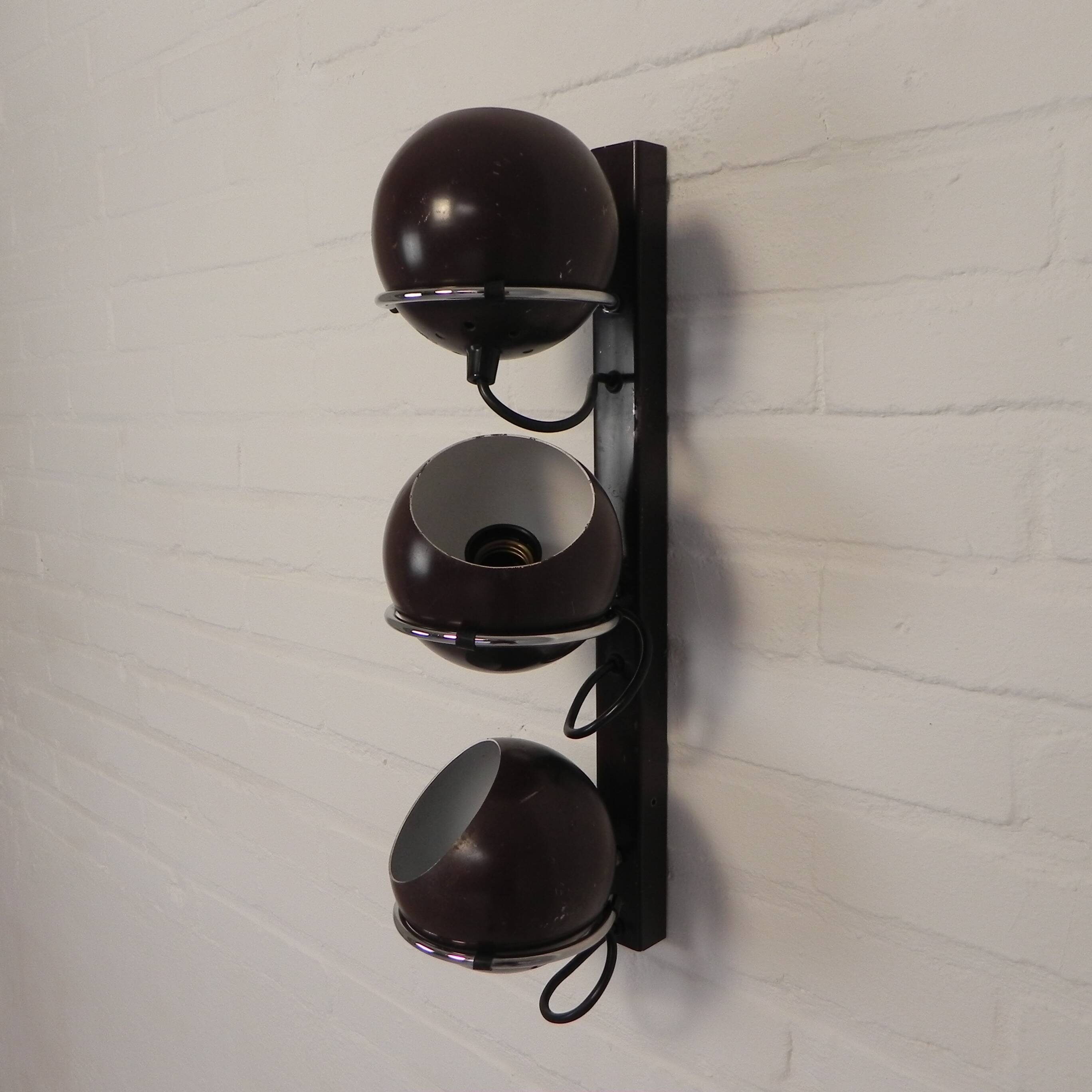Gepo wall lamp with 3 globes, 1960s