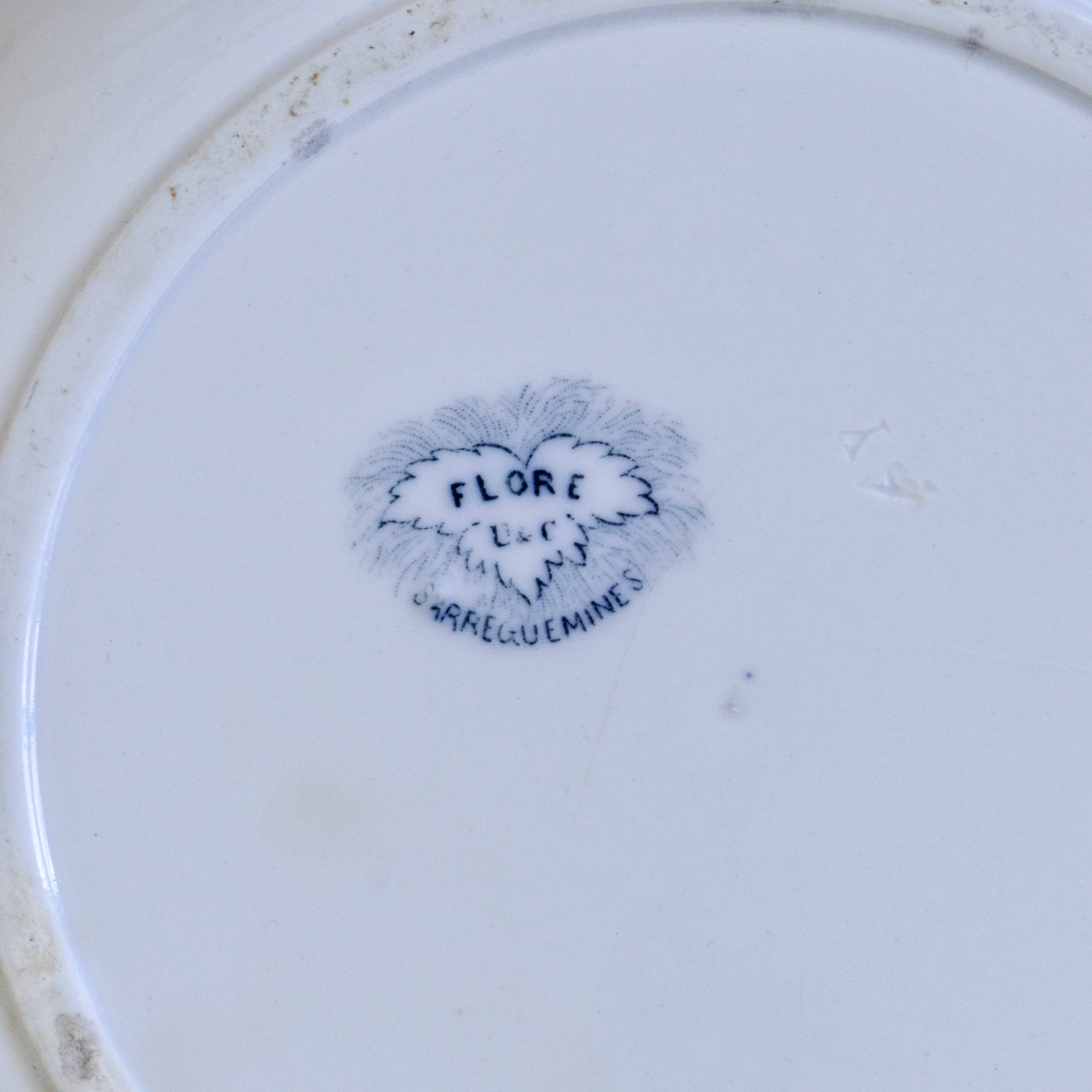 Shallow dish 19th century ironstone Sarreguemines Flore collection