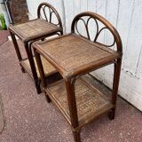 Pair of rattan wicker bedside tables