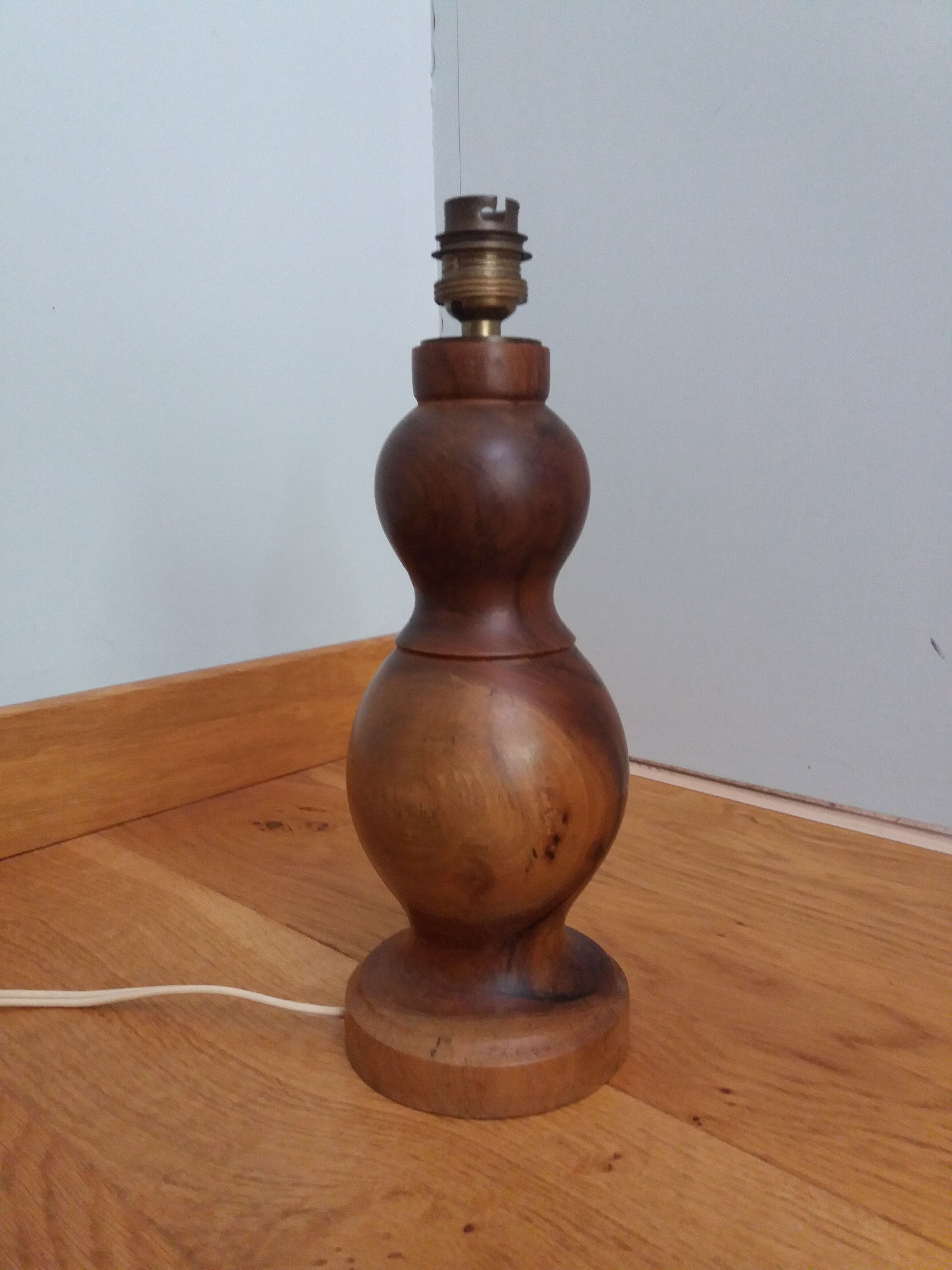 Handmade turned wooden foot lamp