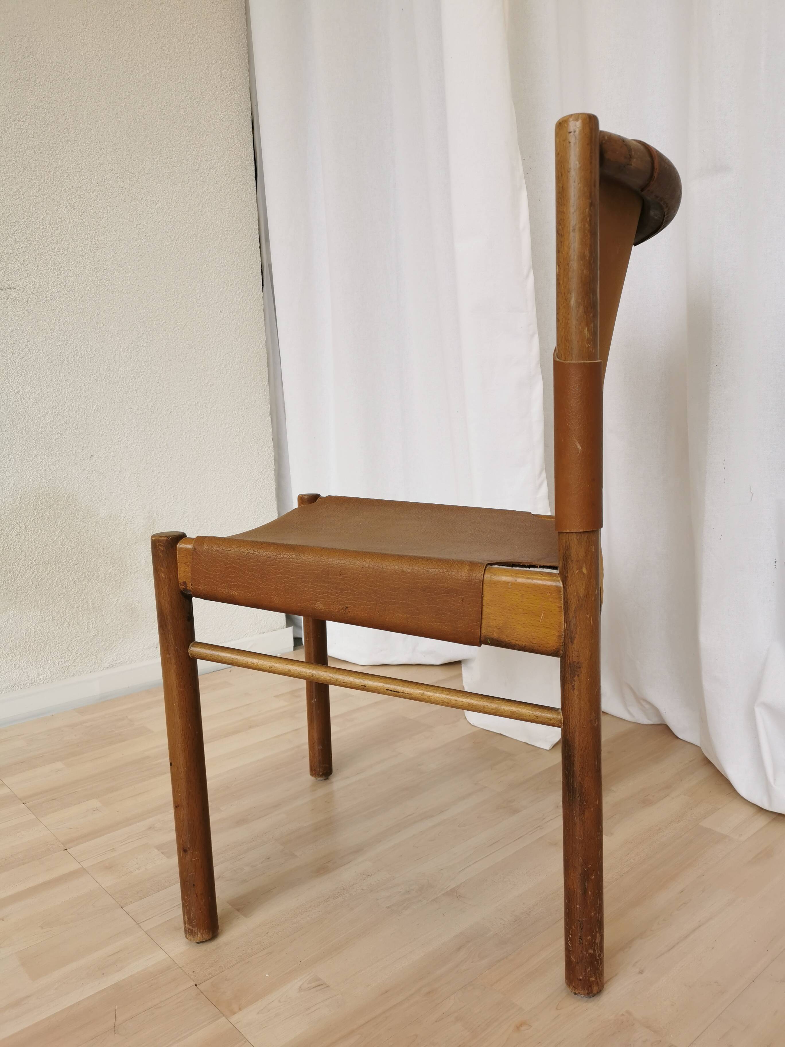 Vintage Janez Lajovic Leather Dining Chair: Mid-Century Modern 1980s