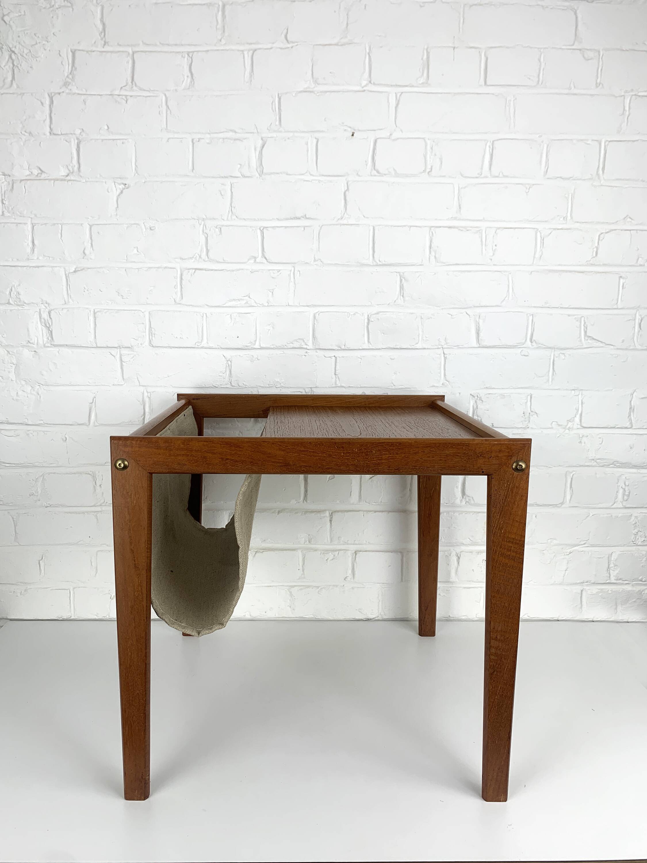 Danish teak side table with magazine rack, 1960s