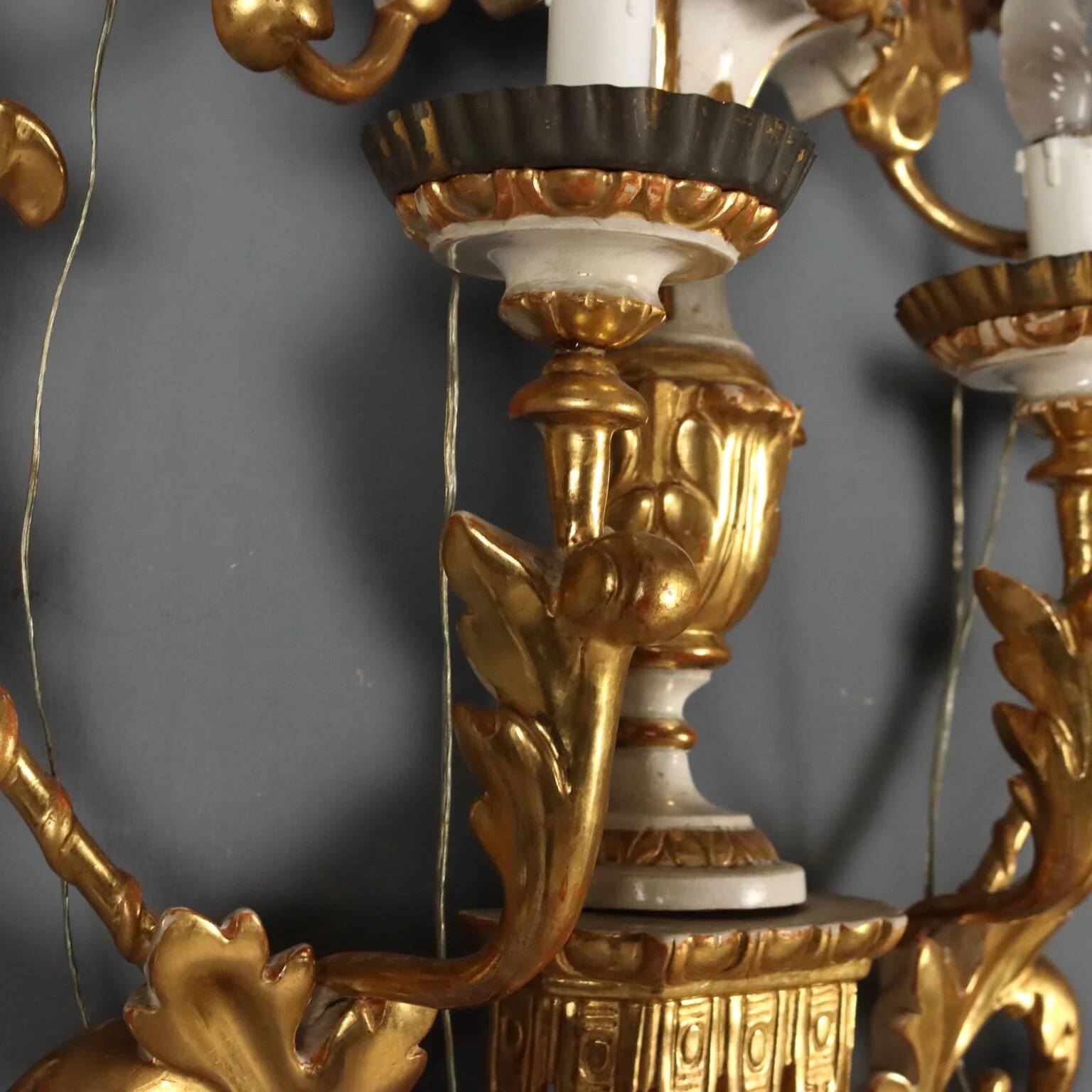 Antique wall sconces in wood and iron, Italy, mid-19th century.