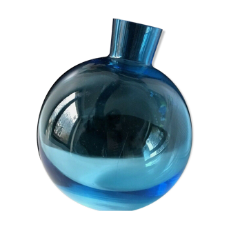 Vase boule en verre bleu à find basculant