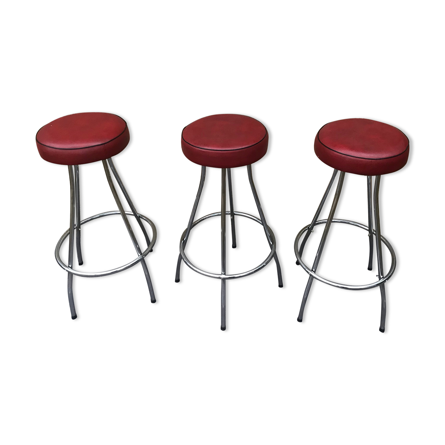 Set of 3 vintage bar stools 1960-1980