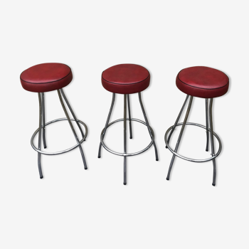 Set of 3 vintage bar stools 1960-1980