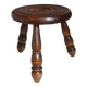 Low tripod stool in vintage turned solid wood