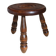 Low tripod stool in vintage turned solid wood