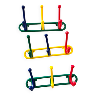 Plastic wall hooks blue red green yellow