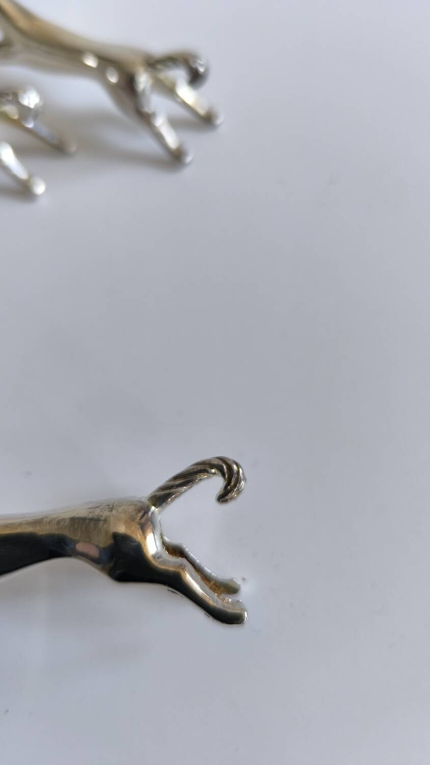 Set of 6 silver metal knife rests