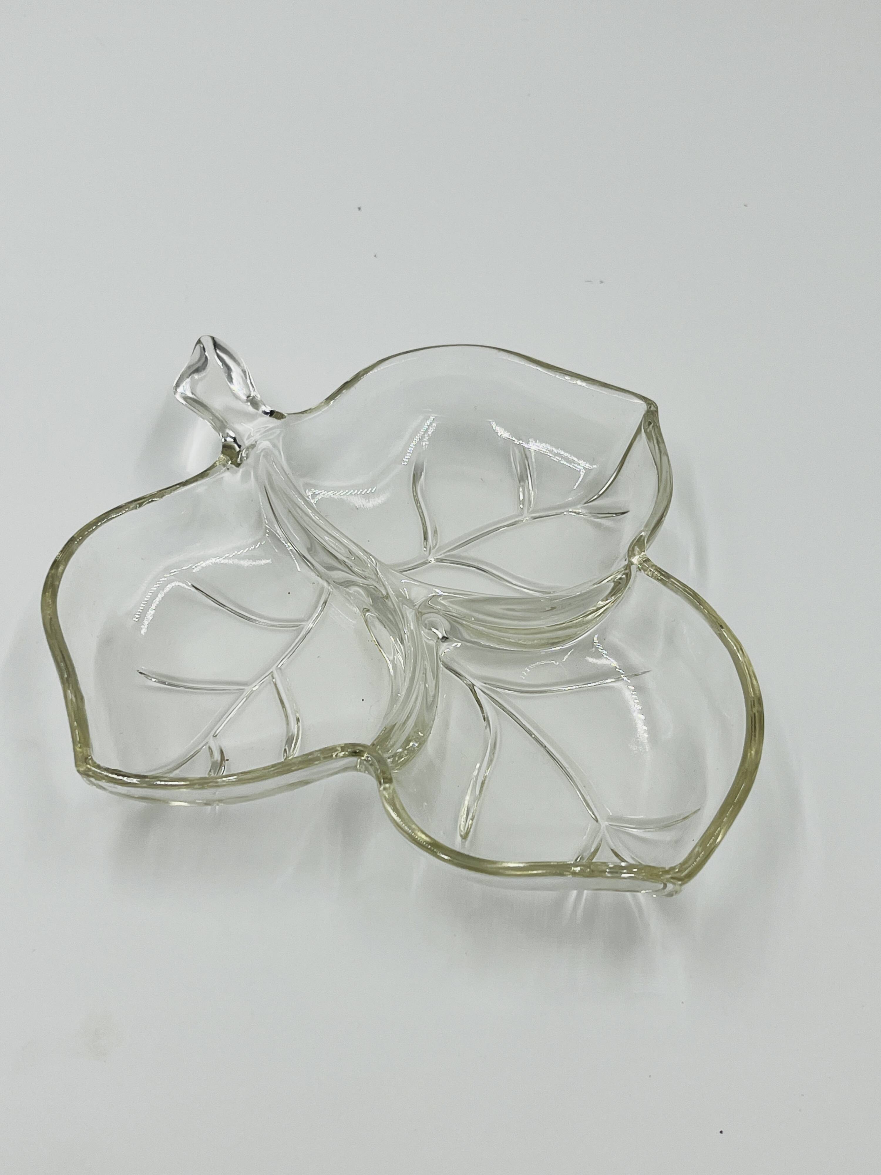 Vintage glass leaf dish