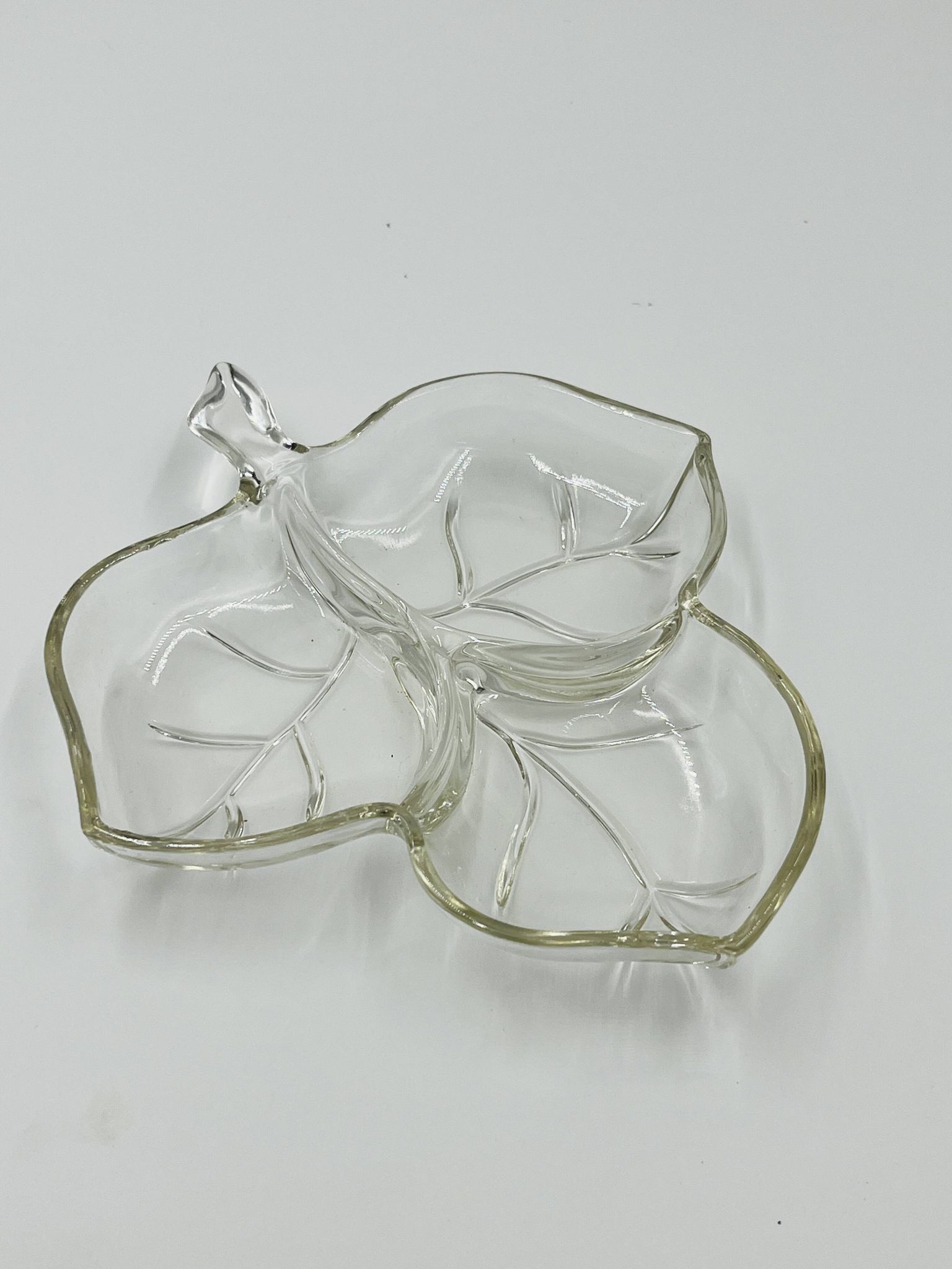 Vintage glass leaf dish